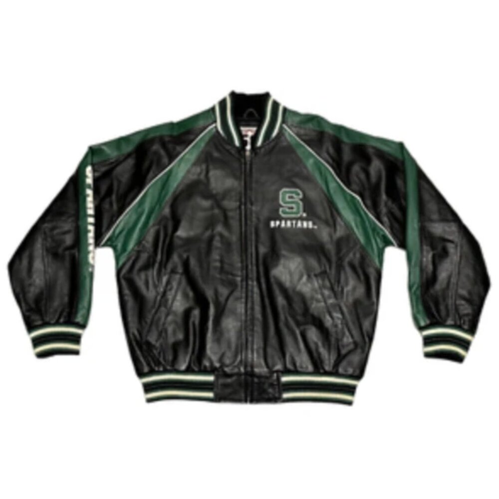 58 SPORTS MICHIGAN STATE SPARTANS LEATHER JACKET MENS - LARGE